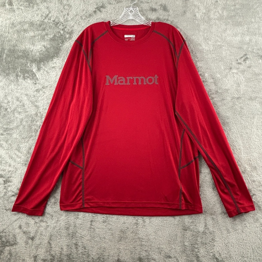Marmot Windridge with‎ Graphic Long Sleeve Pullover Shirt Mens XL Red Activewear